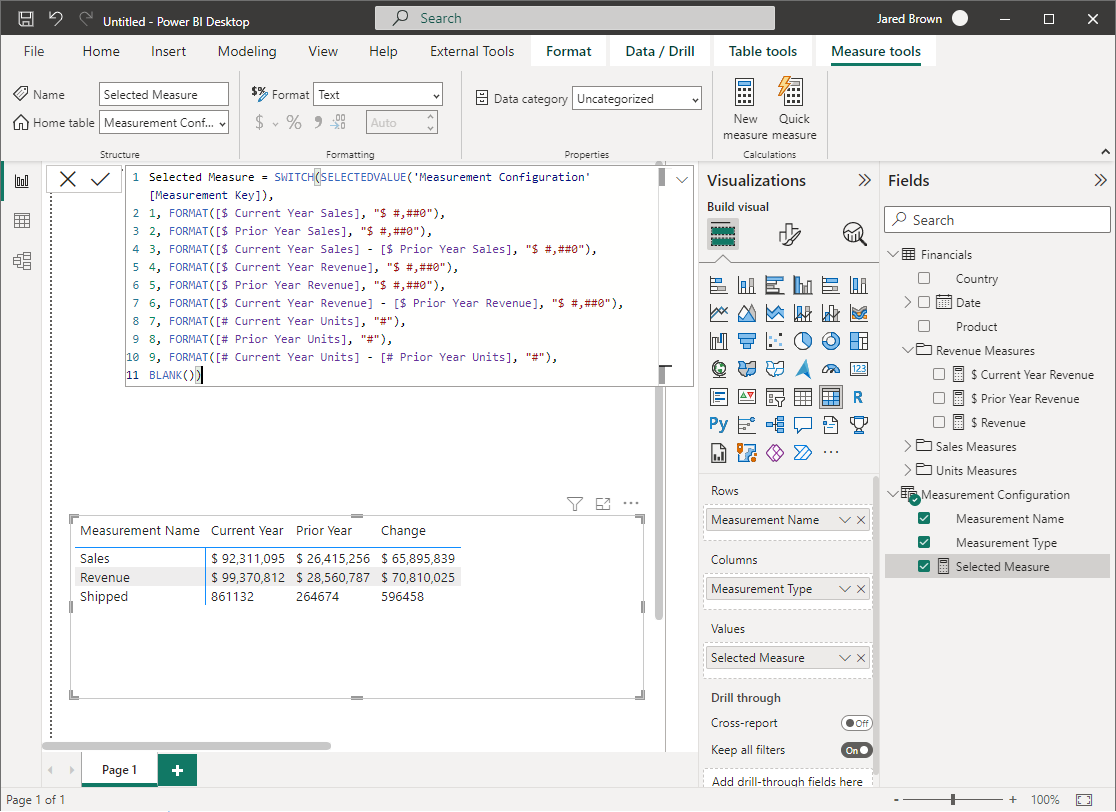 DAX measure that dictates which measure should be used